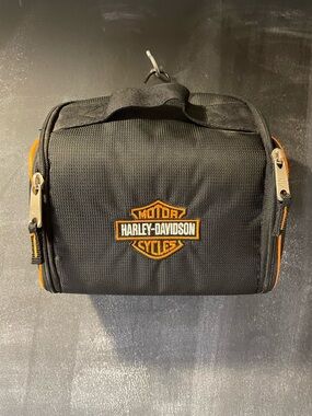 Harley-Davidson Travel Toiletry Bag Roll Organizer Black Orange Motorcycle Gear